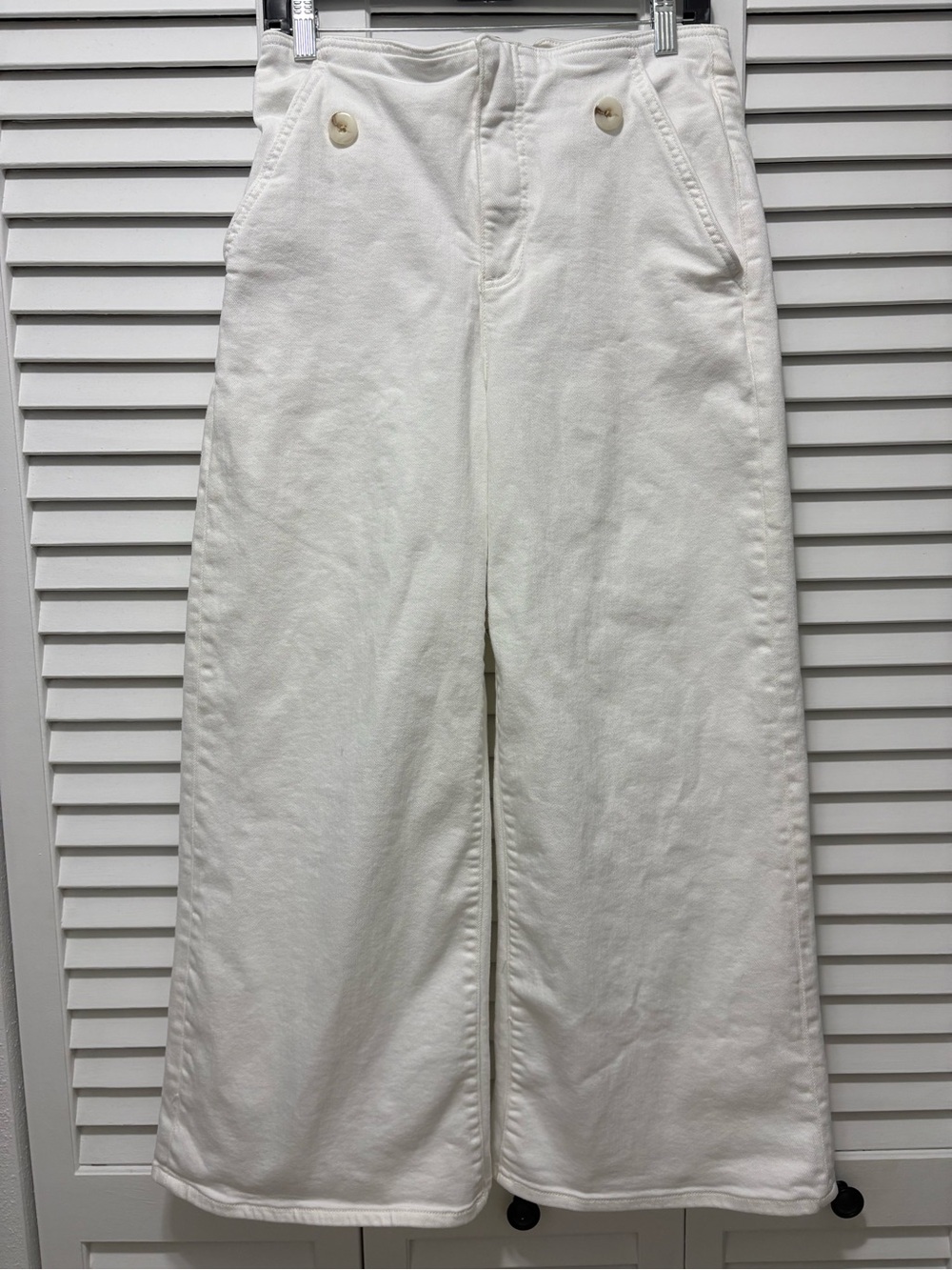Maeve Cream Wide-Leg High-Rise Jeans